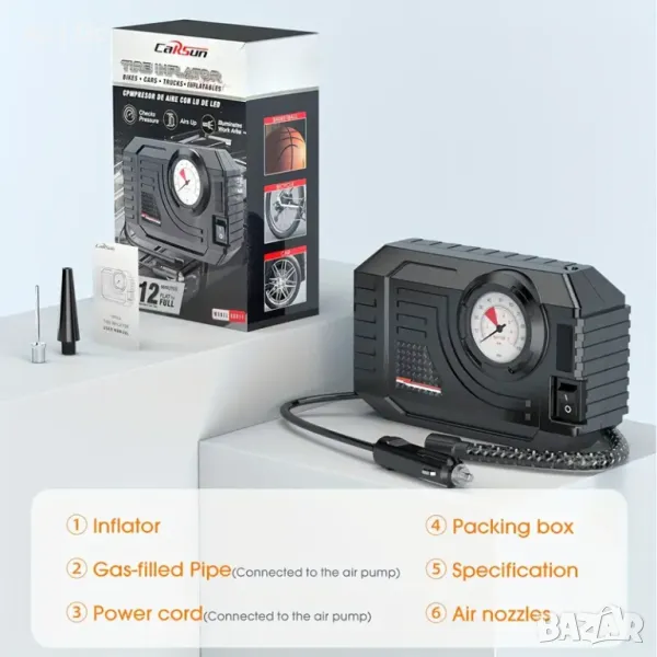 Портативен автомобилен компресор 12V, снимка 1