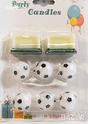 свещи футбол футболна топка игрище за торта Рожден ден детско парти топери топер свещ, снимка 1