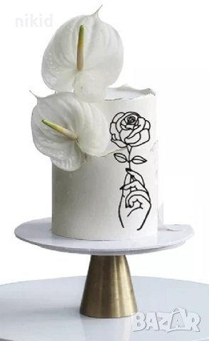  Абстрактна черна роза в ръка топер украса декор торта, снимка 1