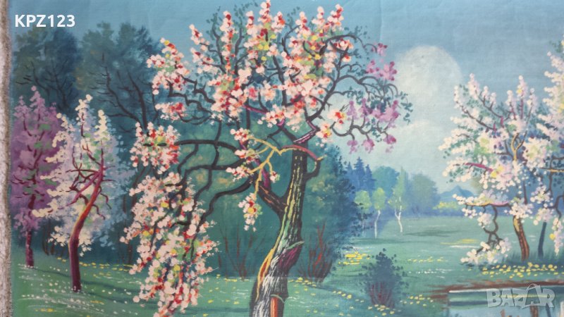 СТАРА КАРТИНА ПЕЙЗАЖ (МАСЛЕНИ БОИ) ПОДПИС Мз, снимка 1