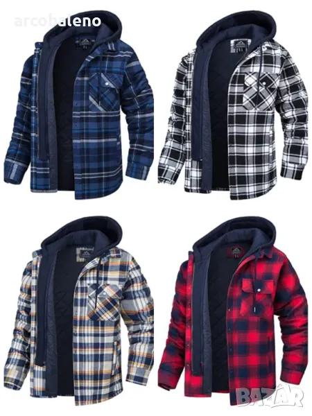 Ежедневно мъжко яке с дълъг ръкав и удебелена подплата с качулка, 4цвята, снимка 1