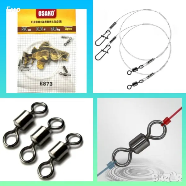 Комплект поводи за щука - Fluorocarbon 25cm и 30cm - E873, 2бр, снимка 1