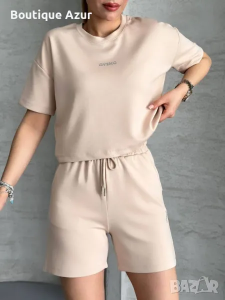 памучен дамски летен спортен комплект тениска и къси панталонки Oysho , снимка 1