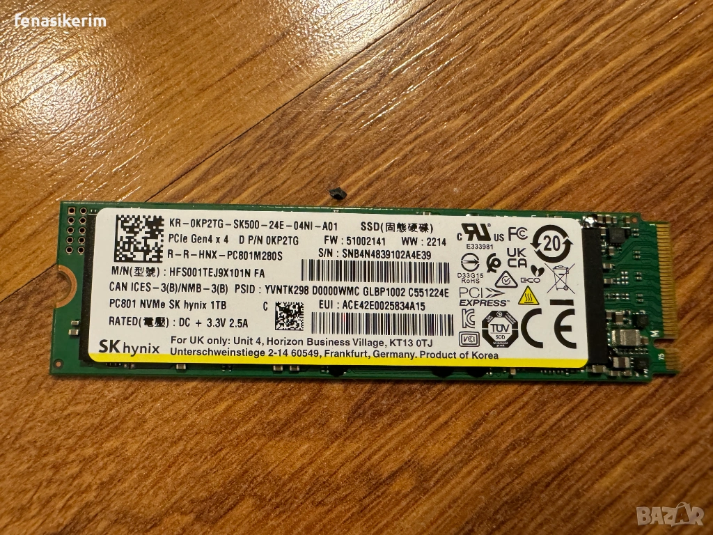  Hynix 1000GB 1TB SSD NVMe SSD Gen 4 x4 PCIe 2280 7000MB/s, снимка 1