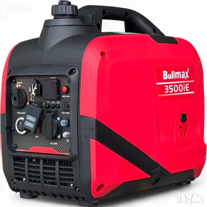 Инверторен обезшумен генератор за ток Bullmax 3500i,3.2kW, червен, преносим, ел.старт, Дистанционно , снимка 1
