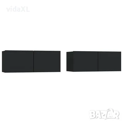 vidaXL ТB шкафове, 2 бр, черни, 80x30x30 см, инженерно дърво(SKU:804536, снимка 1