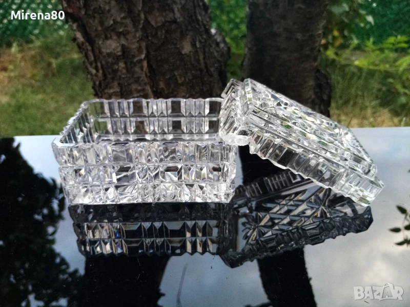 Кристална кутия за цигари - пепелник, снимка 1