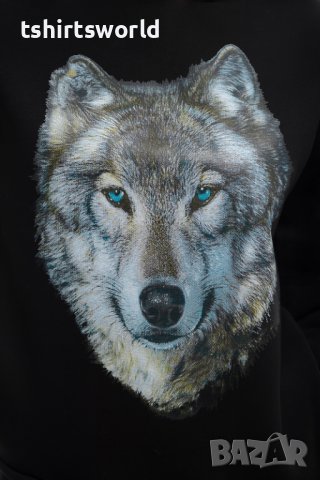 Нов дамски суичър с трансферен печат Вълк със сини очи, Серия вълци, снимка 2 - Суичъри - 37006757