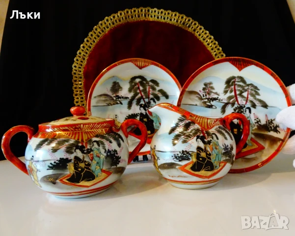 Захарница японски порцелан Kutani,злато. , снимка 11 - Антикварни и старинни предмети - 51230466