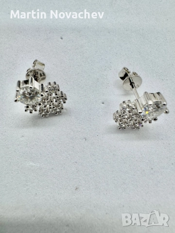 Сребърни обеци с мойсанит (Диамант) 0.5 карата, снимка 8 - Обеци - 52642209