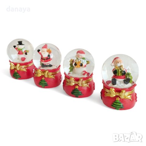 4167 Коледна снежна топка преспапие Панделка с елхичка