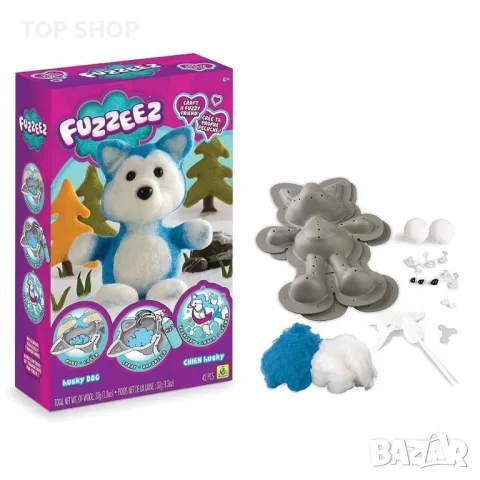FUZZEEZ Творчески комплект НАПРАВИ СИ ЖИВОТНО ОТ ВЪЛНА , Хъски, снимка 4 - Плюшени играчки - 48636168