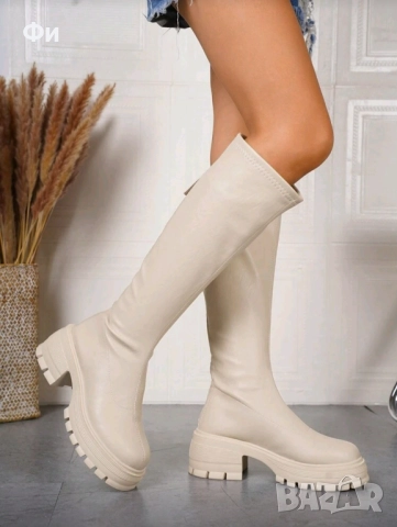 Дамски ботуши в бежов цвят есен/зима 2025, снимка 1