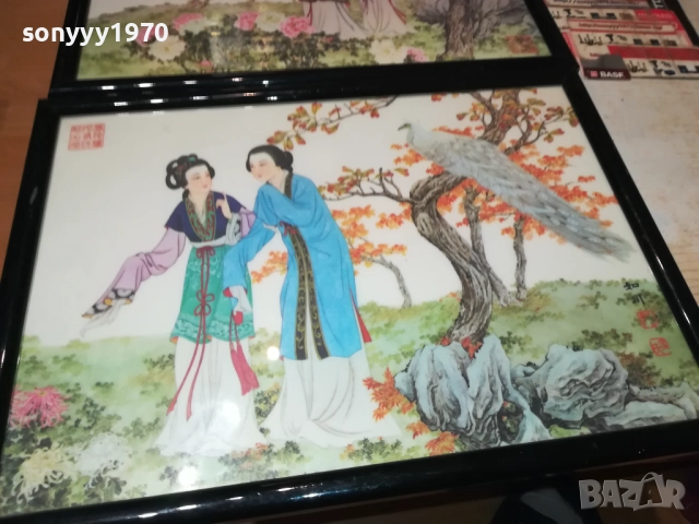 JAPAN X3-ЯПОНСКИ МОТИВИ-КАРТИНИ РАМКИ СТЪКЛО 0110251830, снимка 3 - Антикварни и старинни предмети - 51911155