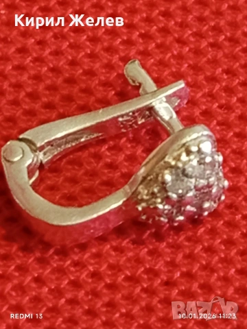 Нежна сребърна обеца във формата на сърце с инкрустирани кристали 53064, снимка 5 - Обеци - 53051904