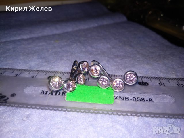 ИЗЯЩНИ СРЕБЪРНИ СКЪПОЦЕННИ АРТ ОБЕЦИ РОДИРАНО СРЕБРО 925 с ЮВЕЛИРНО ФАСЕТИРАН ИСКРЯЩ АМЕТИСТ 35020, снимка 6 - Обеци - 39547590