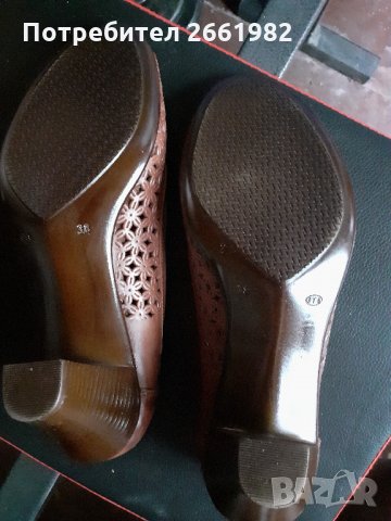 Нови кафяви елегантни обувки- естествена кожа!, снимка 3 - Дамски елегантни обувки - 30195428