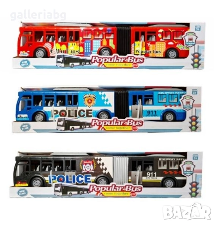 Моторизирани играчки автобуси – pull-back, 30 см, различни модели
