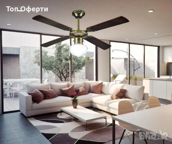 Вентилатор 42'' таванен, 60W осветление, 1бр крушки, снимка 5 - Вентилатори - 50489138