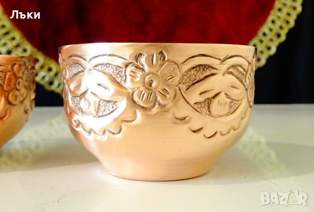Медна чаша,коктиера с ковани орнаменти. , снимка 7 - Антикварни и старинни предмети - 40777193