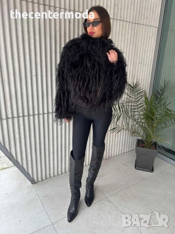 Черно палто от еко косъм 