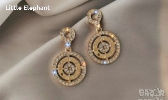 Сребърни висящи обеци с кристали,бранд,Gold/нови