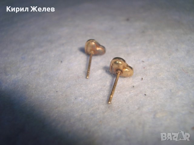 СТАРИ ПОЗЛАТЕНИ СЪРЦЕВИДНИ ОБЕЦИ от БЛАГОРОДНА СТОМАНА с КРИСТАЛЧЕТА и ЕМАЙЛ 27655, снимка 5 - Обеци - 37635838