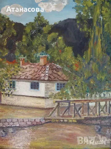 Р. ПЕТРОВ картина "Пейзаж от Рибарица" масло 1960 г, снимка 5 - Картини - 55964475