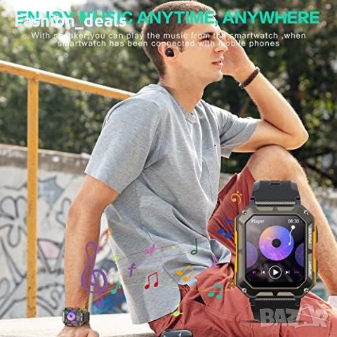 Нов Интелигентен военен часовник за мъже iOS Android циферблати за повиквания Подарък, снимка 4 - Мъжки - 42234623