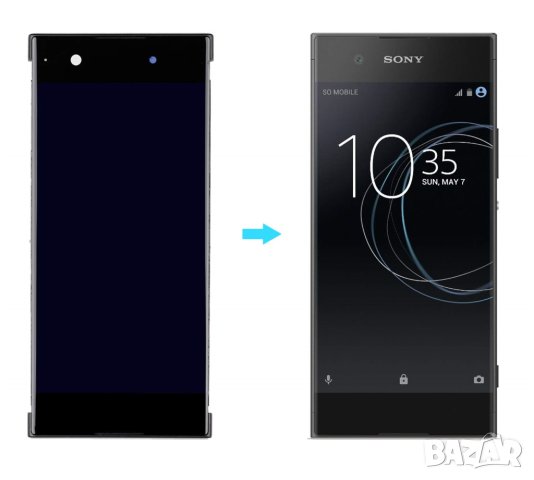 Дисплей за Sony Xperia XA1, с черна рамка, снимка 1 - Резервни части за телефони - 42114949