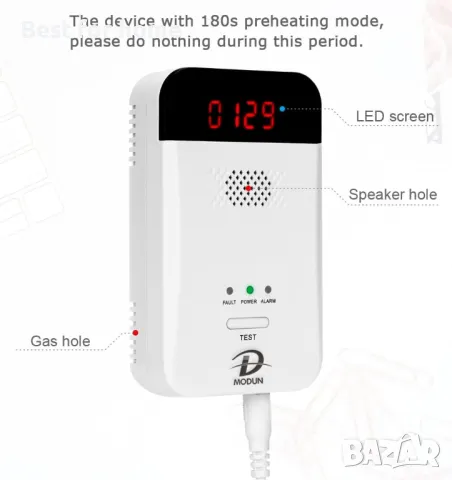 Газ детектор с аларма за LPG | Природен газ | Детектор за изтичане на въглищен газ, снимка 2 - Друга електроника - 49002089