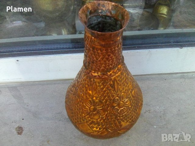 Стара кована медна ваза сувенир от Албания, снимка 3 - Други ценни предмети - 37999863