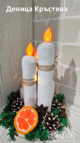 Коледни свещи от текстил , снимка 2 - Декорация за дома - 52421177