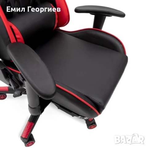 Ергономичен геймърски стол с функция за масаж и подложка за крака - червен, снимка 7 - Столове за офис - 53238046