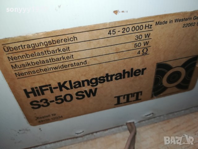 ITT S3-50 SW HIFI MADE IN WEST GERMANY 2709231234LK, снимка 18 - Тонколони - 42338417
