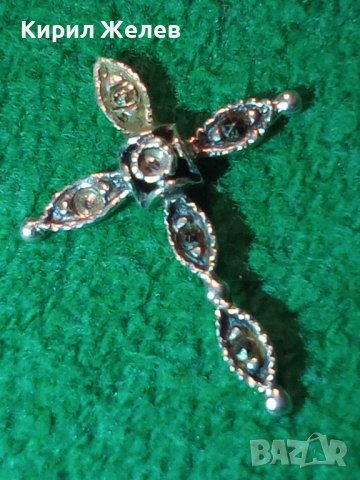 СТАРО СРЕБЪРНО КРЪСТЧЕ СРЕБРО 925 КРЪСТ с КРИСТАЛЧЕТА  25679, снимка 7 - Колиета, медальони, синджири - 35804401