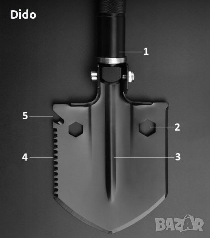 Сгъваема лопата + аксесоари, черен цвят D10  Код на продукт: TS6356, снимка 2 - Други - 40546563