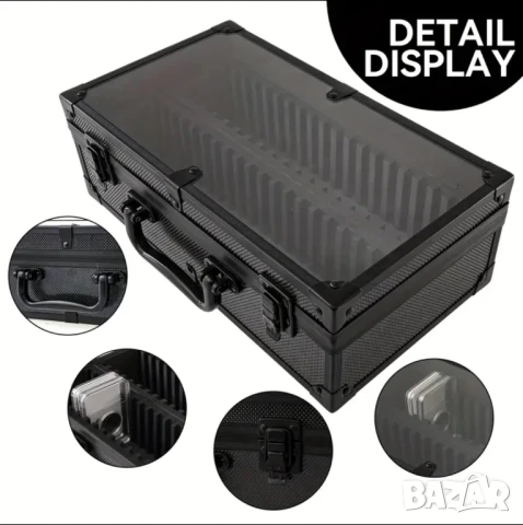 Черен алуминиев куфар за 40 броя сертифицирани монети PCGS,NGC със стъклен капак, снимка 8 - Нумизматика и бонистика - 50393331