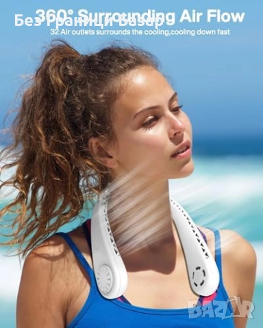 Нов Преносим вентилатор за врат 4000mAh – 3 скорости, USB Type-C, снимка 2 - Друга електроника - 52219485