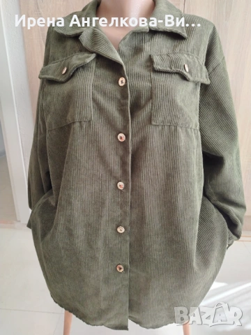 Дамска риза олив кадифе, снимка 2 - Ризи - 54204502