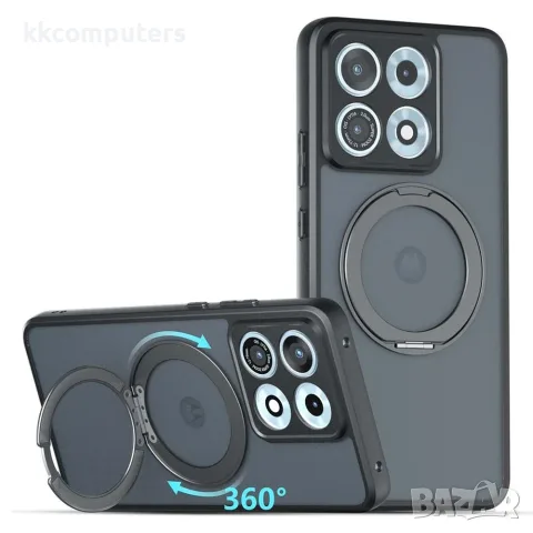 За Motorola Edge 70 Max 5G Матов Магнитен TPU PC Калъф Skin-Touch с 360° Въртяща Стойка и Скрийн Про
