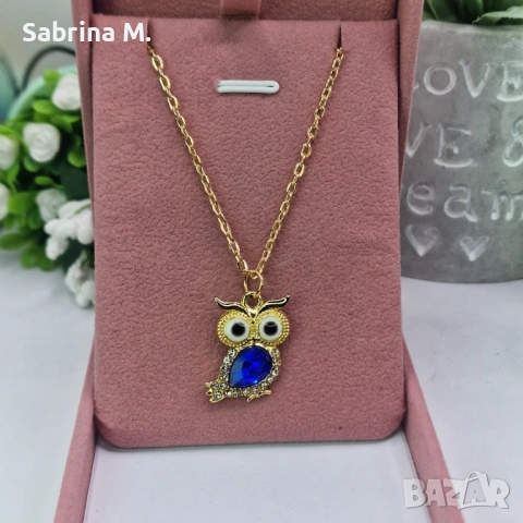 Crystal Owl Necklace Pink 🦉 | дамско колие с бухал, снимка 3 - Колиета, медальони, синджири - 53324697