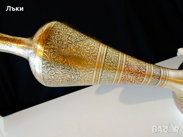Бронзова ваза,клетъчен емайл 34 см. , снимка 7 - Вази - 31768755