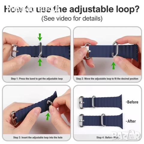 Силиконови каишки Ocean Band за Apple Watch ULTRA/11/10/9/8/7/6/5, снимка 10 - Каишки за часовници - 49422964