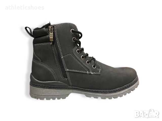 Мъжки зимни боти в черно със цип-227, снимка 2 - Мъжки боти - 51835675