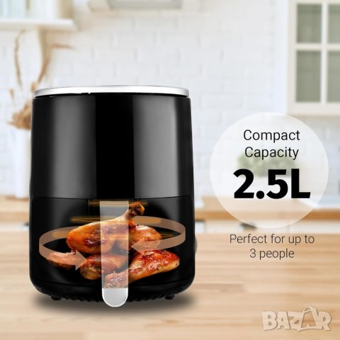 Венга! mini air fryer, 2,5 л, регулируем термостат 80-200°C, 60-минутен таймер, снимка 2 - Фритюрници - 42457477