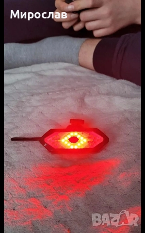 Задна светлина за велосипед с мигач, USB зареждаща се, супер ярка LED светлина , снимка 7 - Части за велосипеди - 52873405