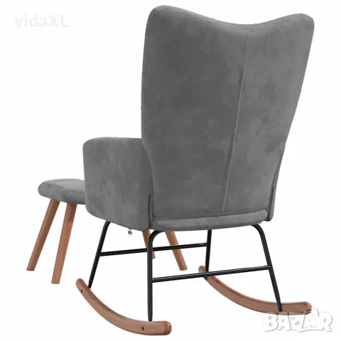 vidaXL Люлеещ стол с табуретка, тъмносив, кадифе, снимка 9 - Столове - 56146940