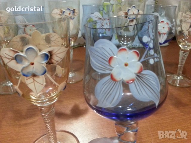 Ретро стъклени чаши за вино Бохемия , снимка 6 - Антикварни и старинни предмети - 44343746