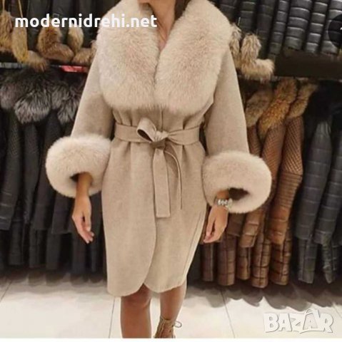Дамско луксозно палто кашмир вълна и лисица код 92 , снимка 3 - Палта, манта - 30343645